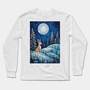 Moonlit Reverie: The Hare's Serenity Long Sleeve T-Shirt